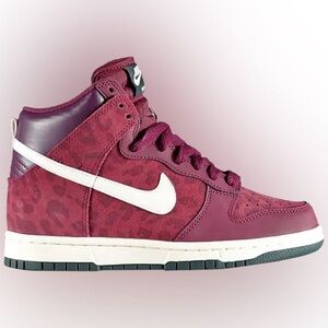 Nike Women's Dunk High 6.0 Bordeaux Leopard Sneaker Size 8